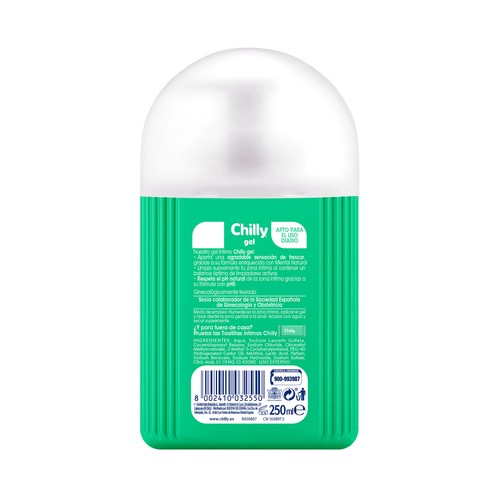 CHILLY Gel de higiene íntima con pH5 y fórmula fresca antilolor CHILLY 250 ml.