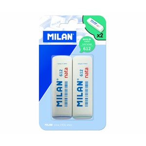 Lote de 2 Gomas de Borrar Rectangulares y de Color Blanco Milan Nata Nº612.