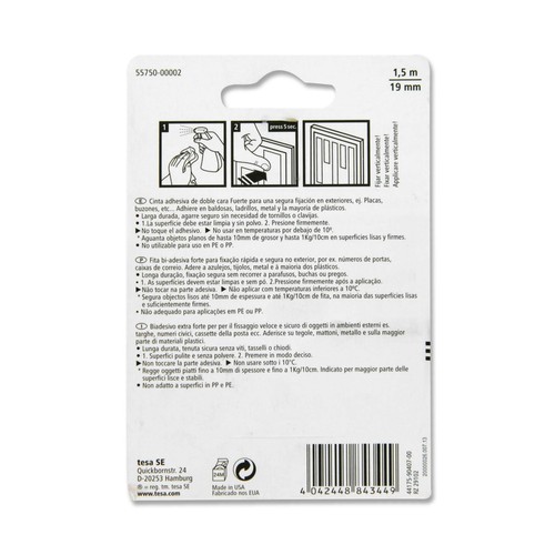 1.5m. de cinta adhesiva de doble cara especial para exteriores, 19mm. TESA Powerbond.