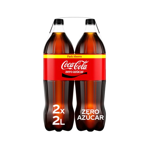 COCA COLA Zero azúcar Refresco de cola pack 2 botellas 2 l.