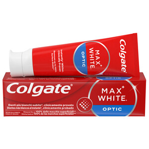 Imagen de COLGATE Max white optic Pasta de dientes con flúor y acción blanqueante instantánea 75 ml.