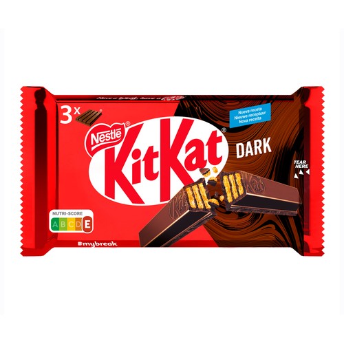 Barritas de galleta cubiertas de chocolate negro KIT KAT 3 uds .x 41,5 g.