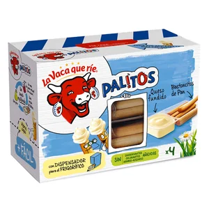 LA VACA QUE RÍE Queso fundido con bastoncitos de pan PALITOS LA VACA QUE RIE pack 4 uds.x 35 g.