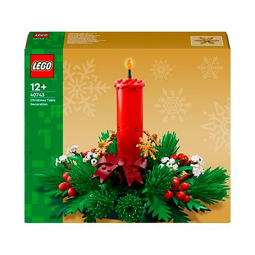 Centro de mesa navideño, vela decorativa, LEGO.