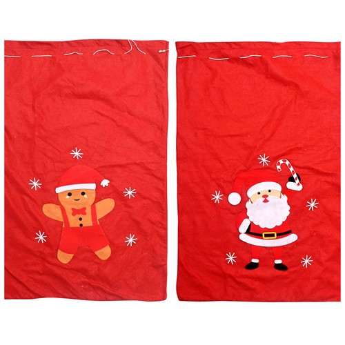 Bolsa decorada 60x90cm, fieltro rojo, Gingerman/santa modelos surtidos, ACTUEL