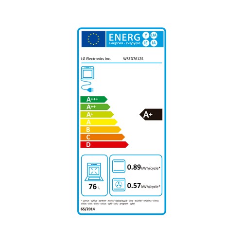 Horno Easy Clean LG WSED7612S Inox, capacidad: 76L, A+, A: 59,4cm, H: 59,2cm, F: 56,9cm.