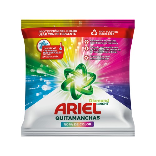 ARIEL Diamond bright Quitamanchas para ropa de color, apto incluso en agua fría 150 g.