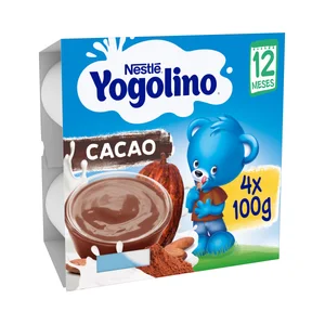 YOGOLINO de Nestlé Postre lácteo con cacao, adapatado para bebés a partir de 12 meses 4 x 100 g.