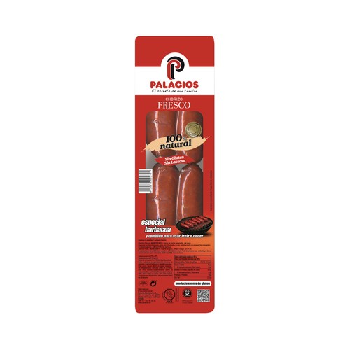 PALACIOS Chorizo fresco dulce, especial barbacoa PALACIOS 240 g.