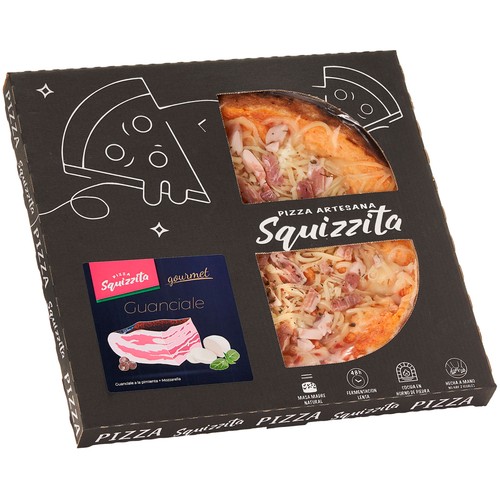 SQUIZZITA Pizza gourmet de guanciale a la pimienta y mozzarella 420 g.
