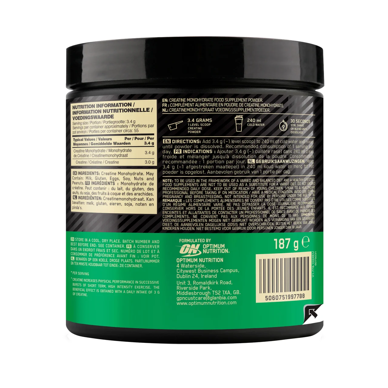 Monohidrato de creatina 187 gr