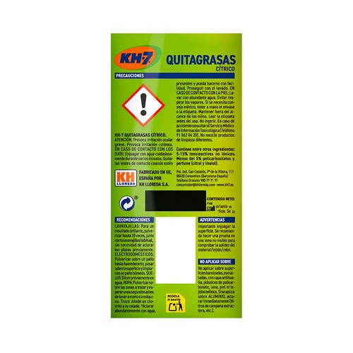 KH-7 Quitagrasas cítrico recambio 715 ml.