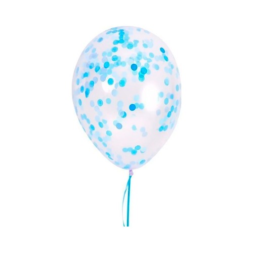 Globo látex confeti papel azul pastel 30cm 3 unidades. SARAO FACTORY
