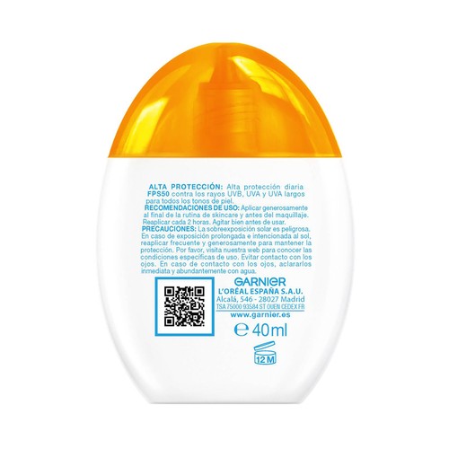 DELIA Super UV de Garnier Protector solar facial con FPS 50 (muy alto) 40 ml.