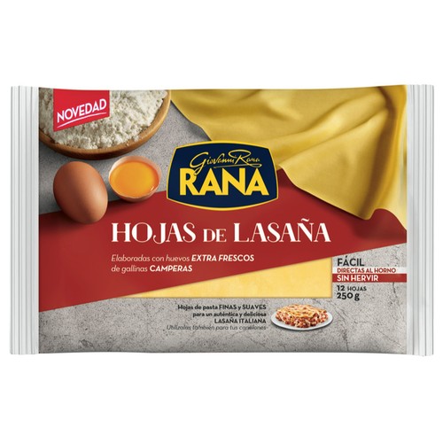 RANA Placas de pasta elaborada con huevos frescos de gallinas camperas RANA 12 uds.
