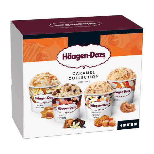 HÄAGEN-DAZS Mini tarrinas de helado de caramelo con distintos sabores 4 x 100 ml.