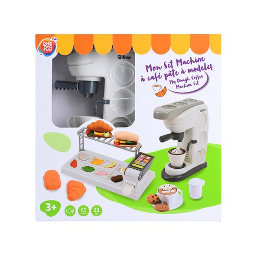 Máquina de café de juguete con 4 sobres de pasta para moldear, ONE TWO FUN ALCAMPO.