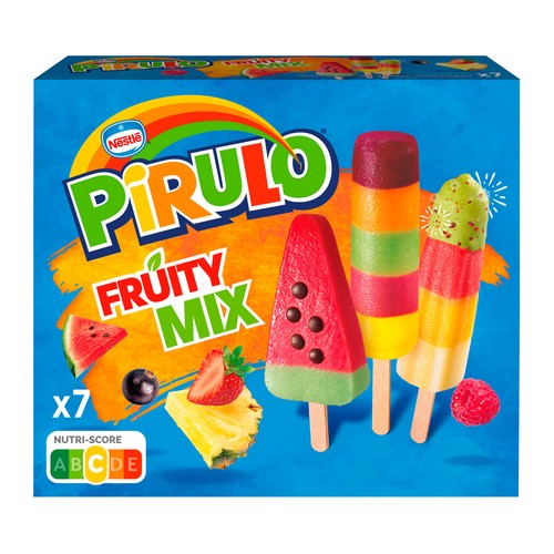 PIRULO Fruity mix de Nestlé Polos con divertidas formas y sabores a frutas 7 uds.