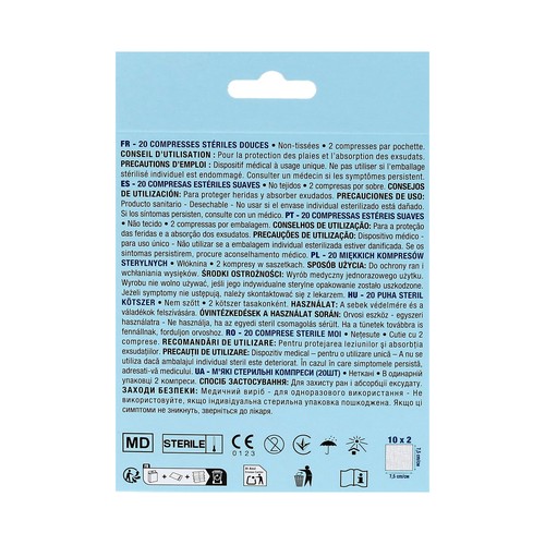 PRODUCTO ALCAMPO Compresas estériles suaves y no tejidas de 7.5 x 7.5 cm 20 uds.
