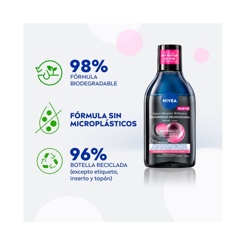 NIVEA Micell air Agua micelar desmaquillante bifásica para rostro y ojos 400 ml.