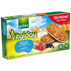 GULLÓN Galletas sándwich, sabor yogurt con avena y frutos rojos 220 g.