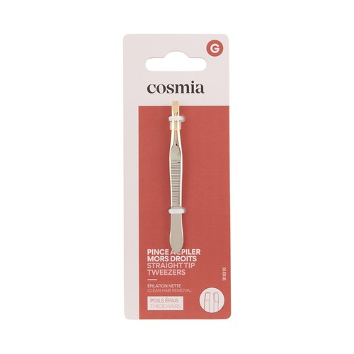 COSMIA Pinza de depilar, con punta recta, para pelo grueso.