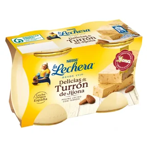 LA LECHERA Postre lácteo (Delicias) con sabor a turrón LA LECHERA de Nestlé 2 x 125 g.