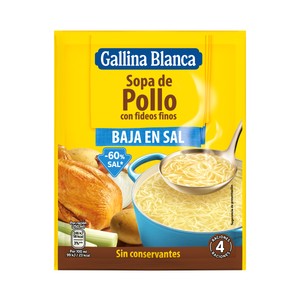 Imagen de GALLINA BLANCA Sopa de pollo con fideos (bajo contenido en sal) sobre de 35 g.