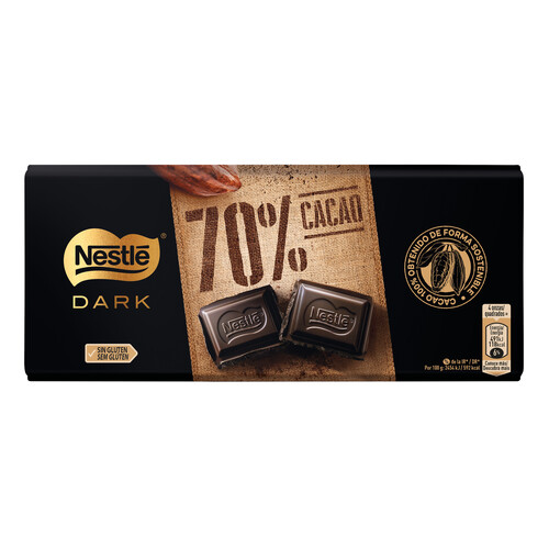 NESTLÉ Dark Chocolate negro 70% cacao 120 g.