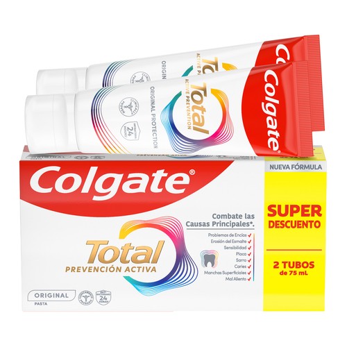 COLGATE Total prevención activa Pasta de dientes con protección 8 en 1 2 x 75 ml.