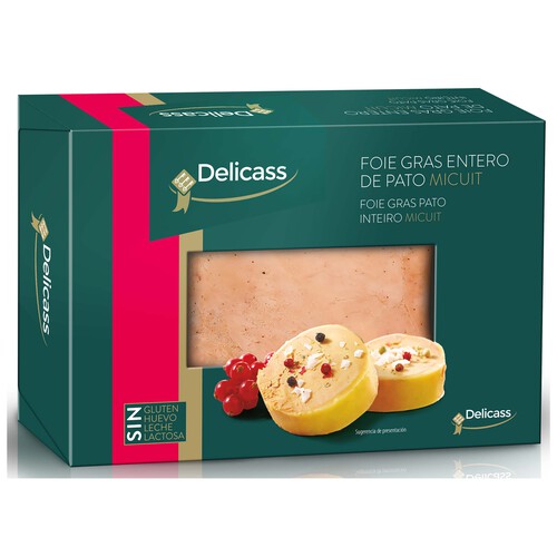 DELICASS Foie gras de pato entero Mi cuit DELICASS 200 g.