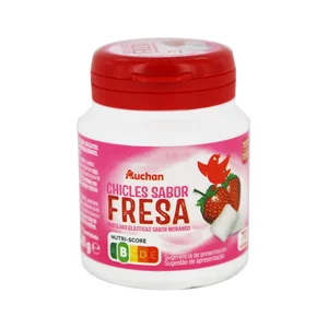 PRODUCTO ALCAMPO Chicles sabor a fresa sin azúcar 70 grageas 100 g.