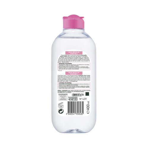 GARNIER Agua micelar todo en uno, para todo tipo de pieles GARNIER Skin acitve 400 ml.