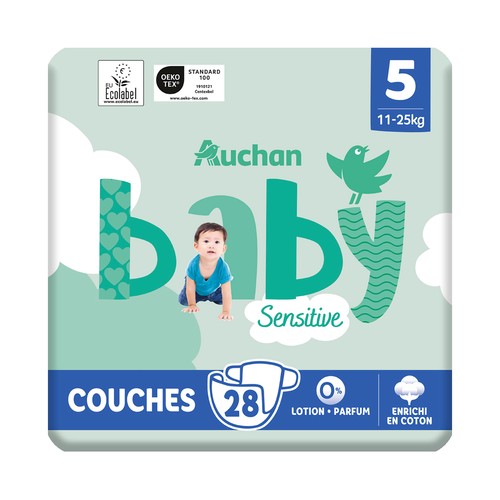 PRODUCTO ALCAMPO Baby sensitive Pañales talla 5 (11-25 kg) 28 uds.