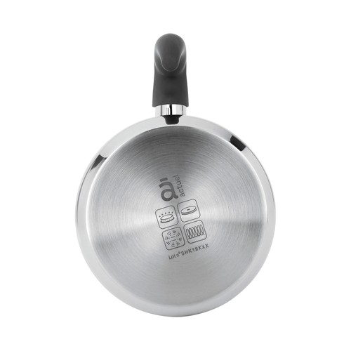 Cocedor de leche fabricado en acero inoxidable con tapa de vidrio, 14 cm. ACTUEL.