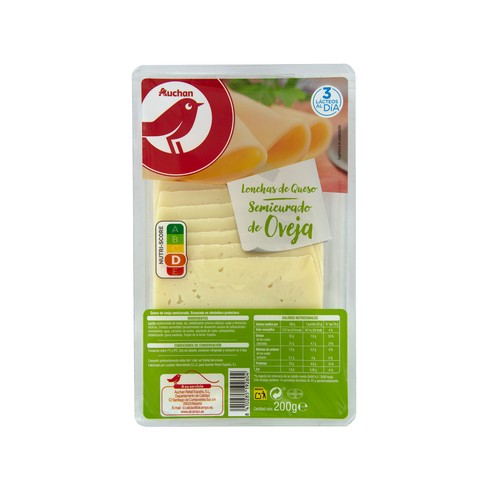 AUCHAN Queso en lonchas semicurado de oveja 200 g. Producto Alcampo