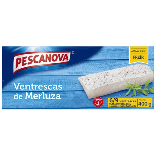 PESCANOVA Merluza, ventresca, ultracongelada y envasadas de forma individual 400 g.