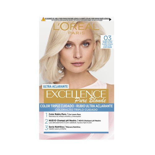 L´ORÉAL PARIS Excellence pure blonde Ultra aclarante tono 03 Rubio ultra claro ceniza.
