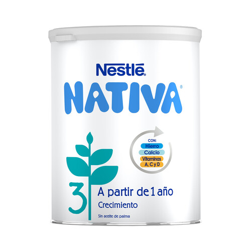 NATIVA 3 de Nestlé Leche (3) de crecimiento en polvo, a partir de los 12 meses 800 g.