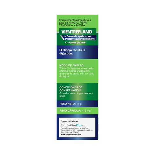 VIVE+ SALUD Y VIDA Complemento alimenticio Vientreplano VIVE + SALUD Y VIDA 40 uds. 16 g.