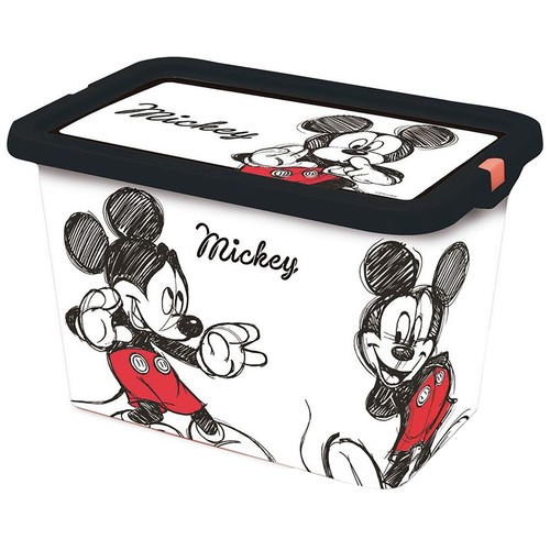 Caja de ordenación con tapa y diseño Mickey Mouse, 7 litros de capacidad, DISNEY.