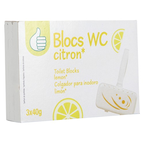 PRODUCTO ECONÓMICO ALCAMPO Pastillas WC con aroma a limón PRODUCTO ECONÓMICO ALCAMPO 3 uds x 40 g.