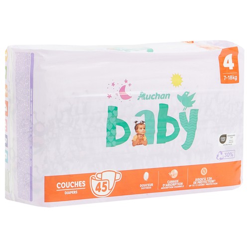 PRODUCTO ALCAMPO Baby Pañales talla 4 (7-18 kg) 45 uds.