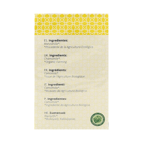 Manzanilla infusión procedente de agricultura ecológica ARTEMIS BIO 20 bolsitas 24 g.