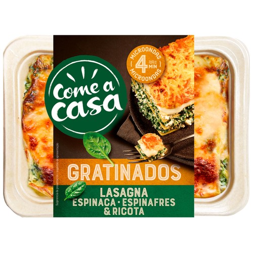 COME A CASA Lasaña de espinaca y queso ricota, lista para calentar y comer 350g