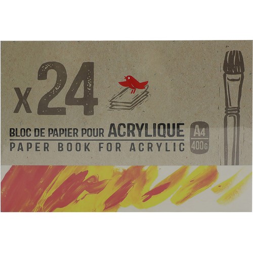 Cuaderno de dibujo para acrílico 400g, 25 hojas, AUCHAN.