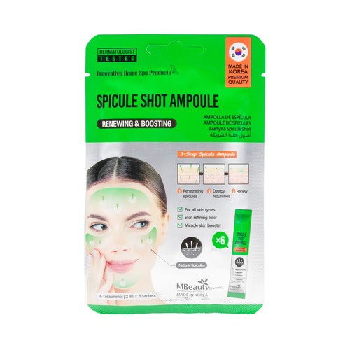 MBEAUTY Ampollas faciales de espícula con acción peeling de renacimiento 6 uds.