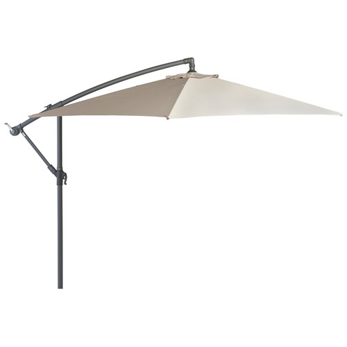 Sombrilla de jardín 3 metros con sistema de apertura con manivela, color beige, GARDEN STAR ALCAMPO.