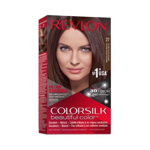 REVLON Colorsilk tono 27 Castaño cálido profundo Coloración permanente sin amoniaco.