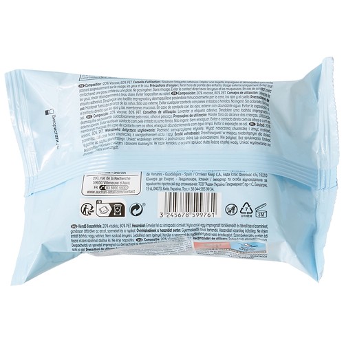 COSMIA Toallitas desmaquillantes y refrescantes para pieles normales a mixtas COSMIA 25 uds.